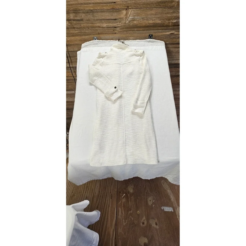 BB Dakota Ivory Boucle Draped Open Front Long Cardigan Coat BJ302046ND XXS